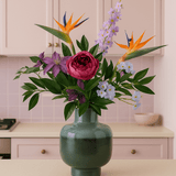 Zijden kunstbloemen boeket Caribbean Sunset