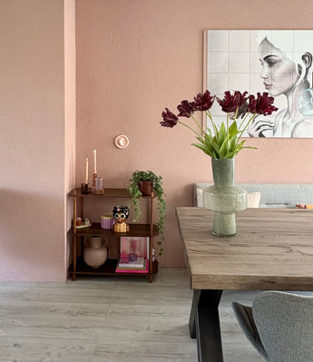 Zijden kunstbloemen boeket Franse Parkiet Tulp paars