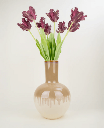Zijden kunstbloemen boeket Franse Parkiet Tulp paars