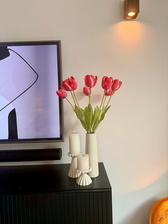 Zijden kunstbloemen boeket Franse Tulp rood