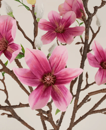 Zijden kunstbloemen boeket Magnolia roze