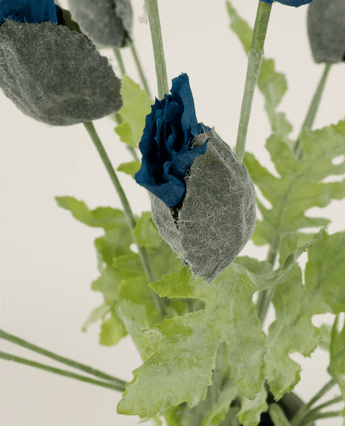 Zijden kunstbloemen boeket Poppy Blauw