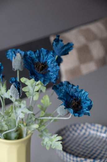 Zijden kunstbloemen boeket Poppy Blauw