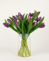 Zijden kunstboeket Tulpen in vaas Paars