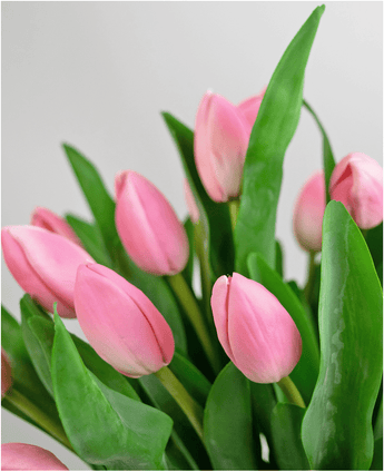 Zijden kunstboeket Tulpen in vaas Roze