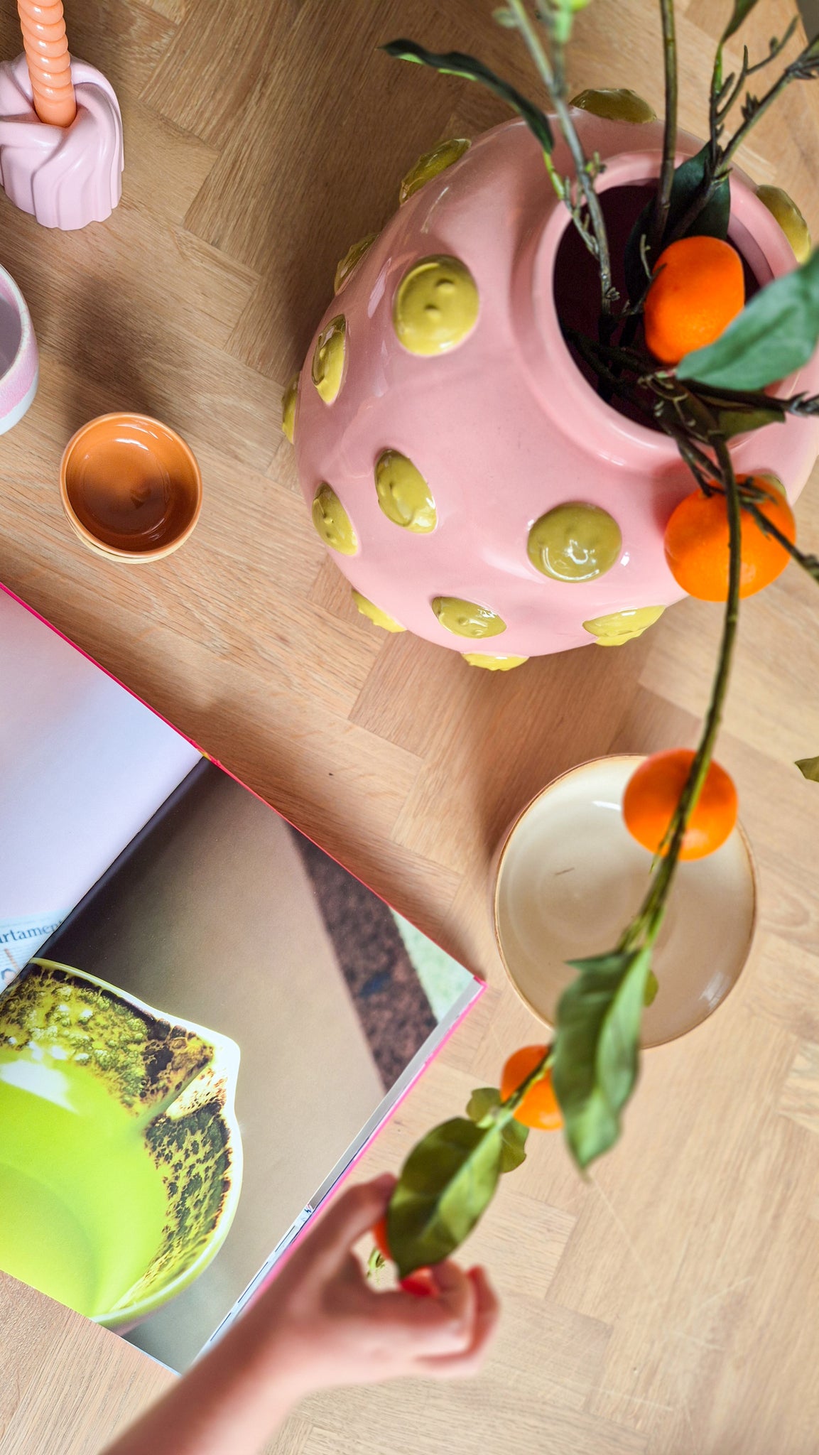Zijden kunstbloemen boeket Mandarijn