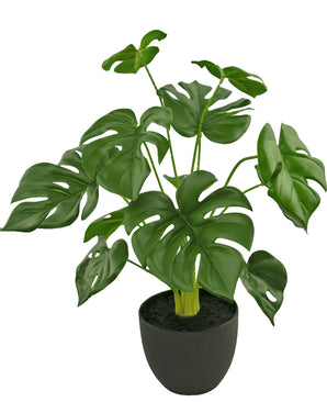 Monstera artificiel 51 cm en pot décoratif noir