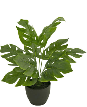 Monstera artificiel 40 cm en pot décoratif noir