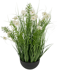 Gazon artificiel blanc Gesang fleur oignon herbe pot 56cm ignifuge