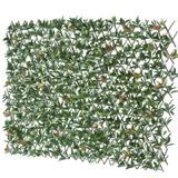 De Kunsthaag Photonia Uitschuifbaar 200x100 cm is een rechthoekig uitschuifbaar hekwerk met kunstgroene bladeren en roze bloemen, afgebeeld tegen een witte achtergrond.
