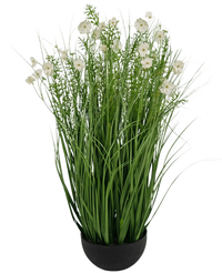 Gazon artificiel blanc Gesang fleur oignon herbe pot 90cm ignifuge