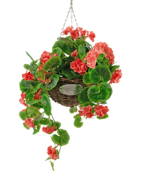Kunstbegonia roze in mand UV 70cm