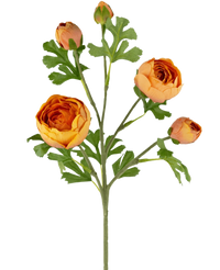Branche artificielle de renoncule x5 Real Touch orange 62cm