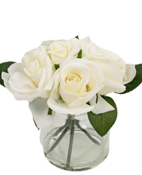 Bouquet de roses artificielles Real Touch Blanc 18cm