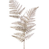 Een enkele Kunsttak Asparagus 125 cm zilver, met lichtbruine gedroogde varenachtige stengels met fijne, vederlichte blaadjes, tegen een effen witte achtergrond.