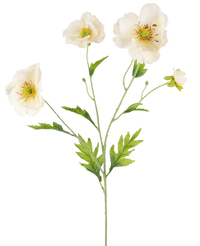 Coquelicot artificiel Real Touch crème/jaune 65cm