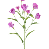 Een enkele tak van Kunst Rhododendron Azalea Real Touch Paars 80cm met meerdere takken toont delicate paarsroze bloemen en knoppen tegen een effen witte achtergrond.