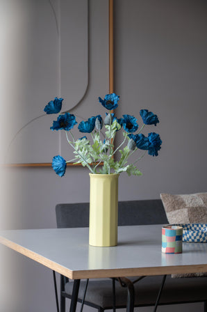 Zijden kunstbloemen boeket Poppy Blauw